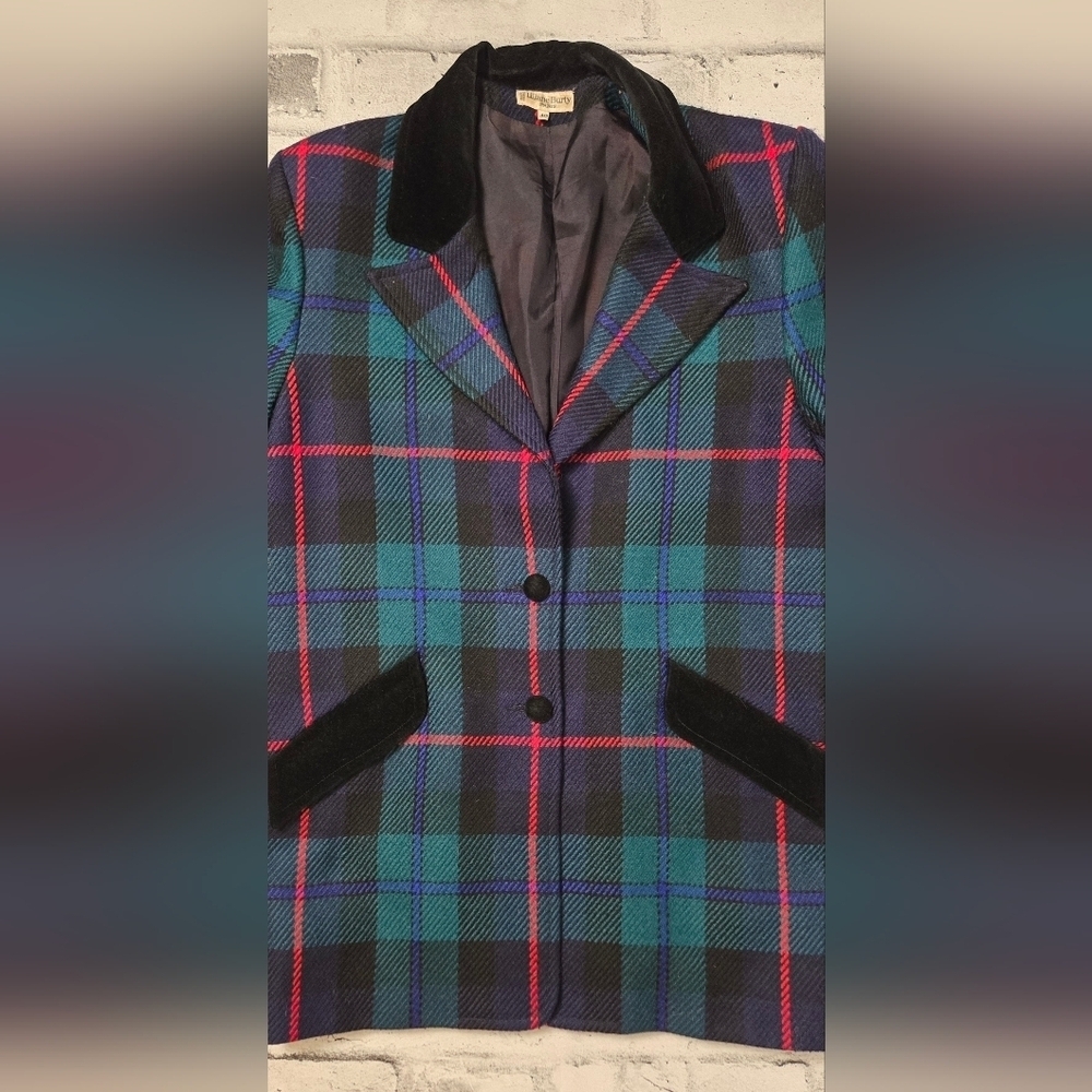 Vintage Liliane Burty Paris Wool Plaid Blazer Made in France 40 - Picture 13 of 16